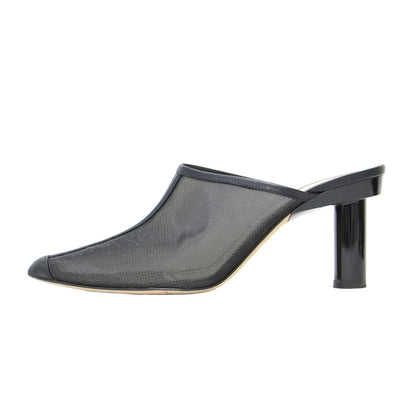 メッシュ ミュール サンダル / ヒール ポインテッドトゥ レザー