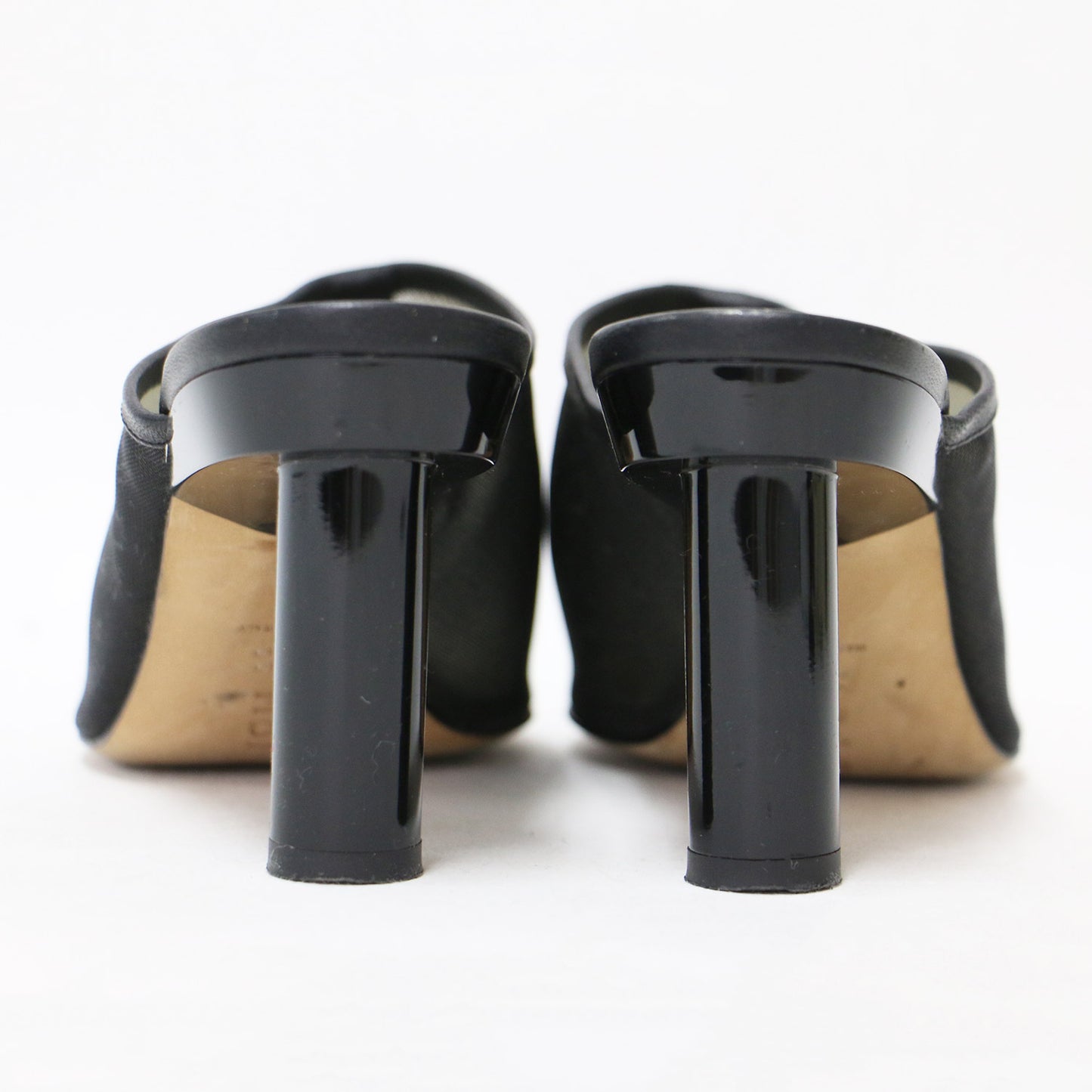 メッシュ ミュール サンダル / ヒール ポインテッドトゥ レザー