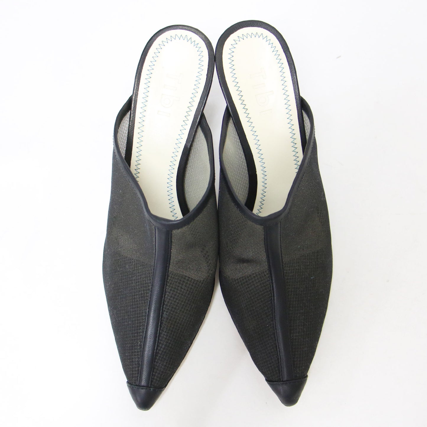 メッシュ ミュール サンダル / ヒール ポインテッドトゥ レザー