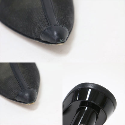 メッシュ ミュール サンダル / ヒール ポインテッドトゥ レザー