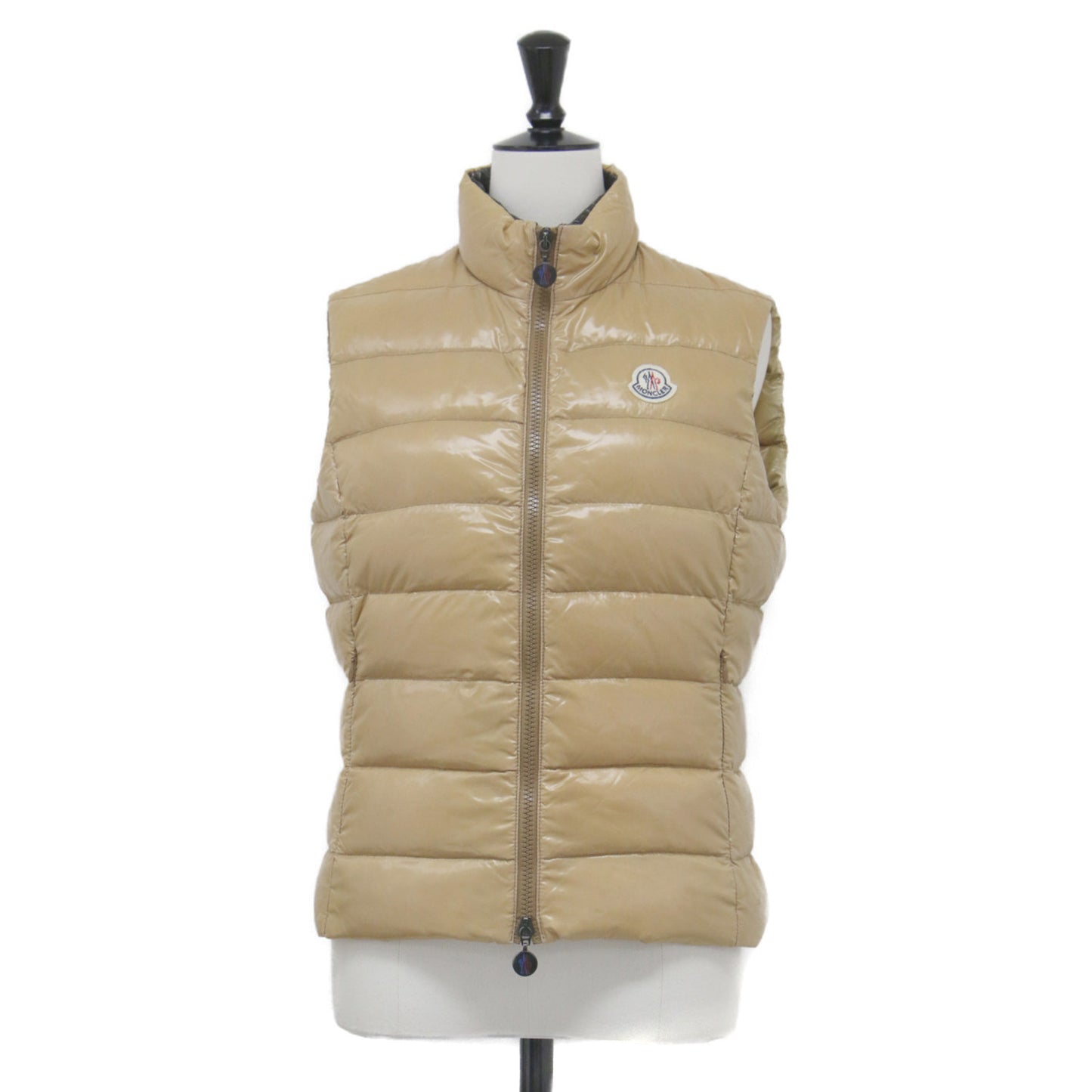 ダウンベスト GHANY GILET / スタンドカラー ダブルジップ ワッペン ロゴ ナイロン