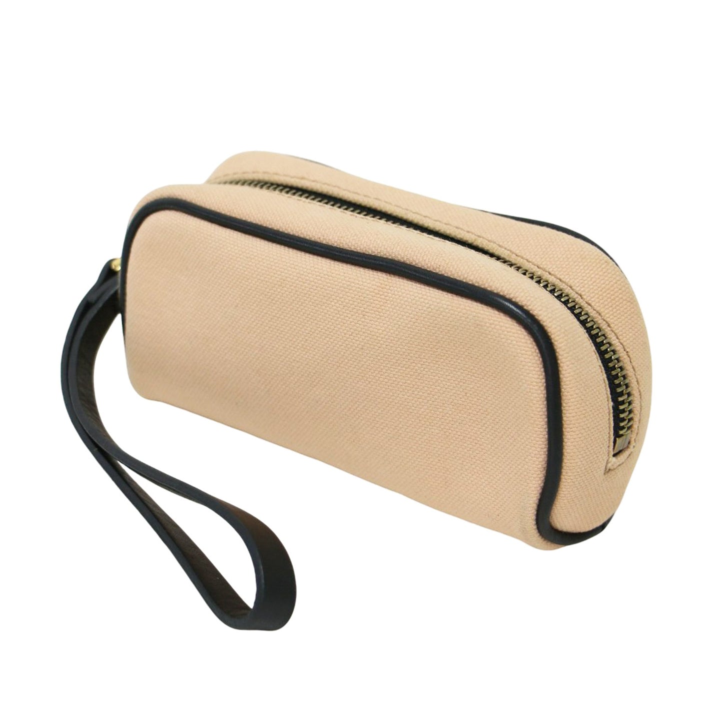 キャンバス ミニポーチ / ラウンドファスナー レザー