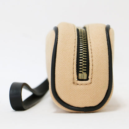 キャンバス ミニポーチ / ラウンドファスナー レザー