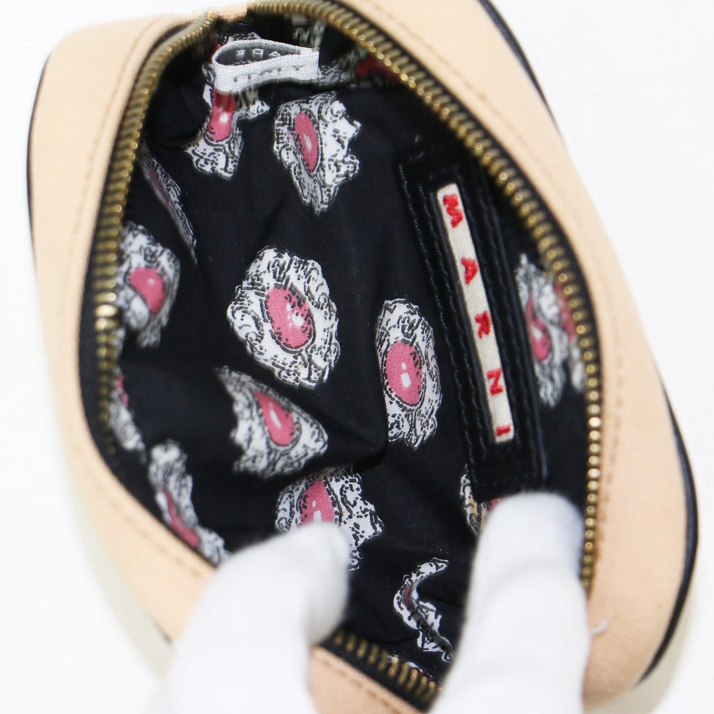 キャンバス ミニポーチ / ラウンドファスナー レザー