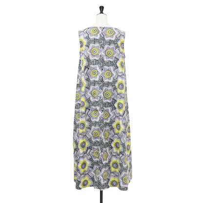 ノースリーブ 総柄 ワンピース / SLEEVELESS LONGDRESS ドレス ロング丈 花柄 Aライン コットン