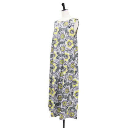 ノースリーブ 総柄 ワンピース / SLEEVELESS LONGDRESS ドレス ロング丈 花柄 Aライン コットン