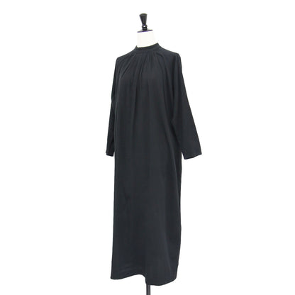 20春夏 コットンダブルスタンドカラー ワンピース / cotton double stand collar OP 長袖 ロング タック スリット