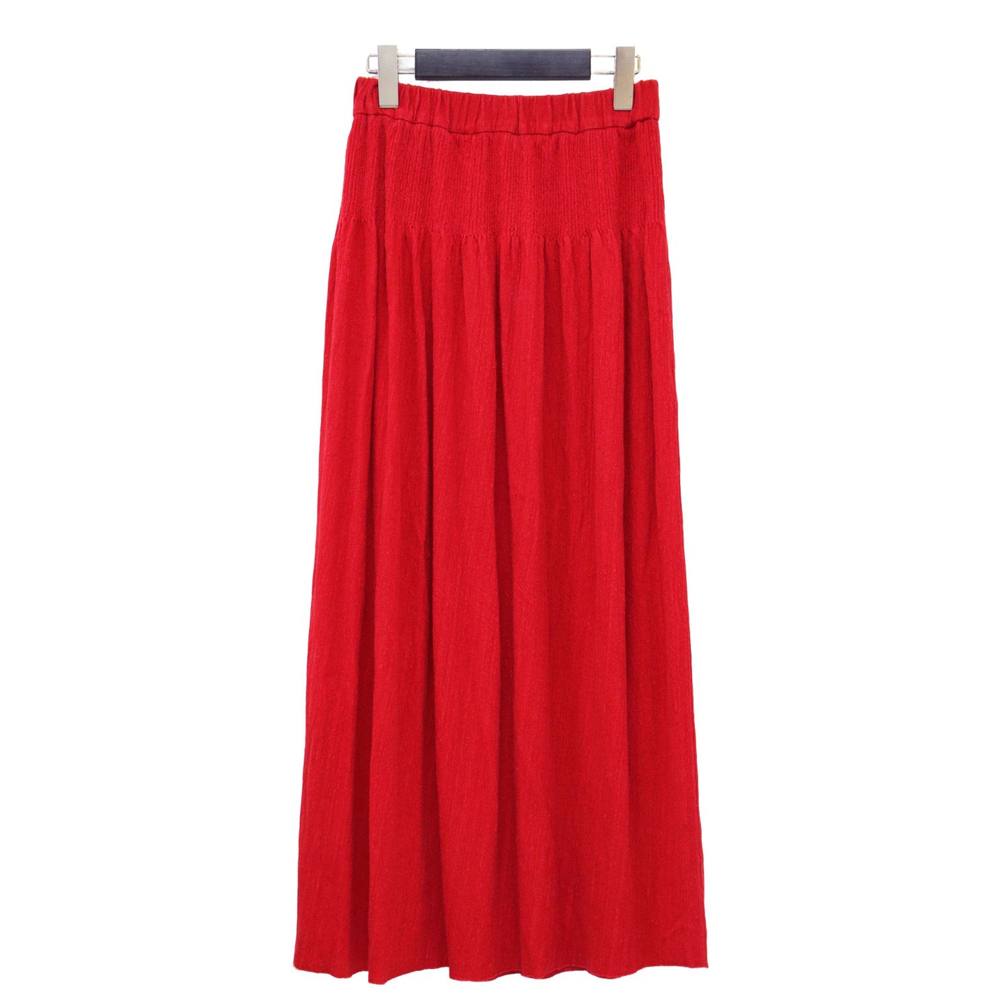 ニット フレア スカート / ロング丈 Aライン タック ギャザー ウエストゴム リネン