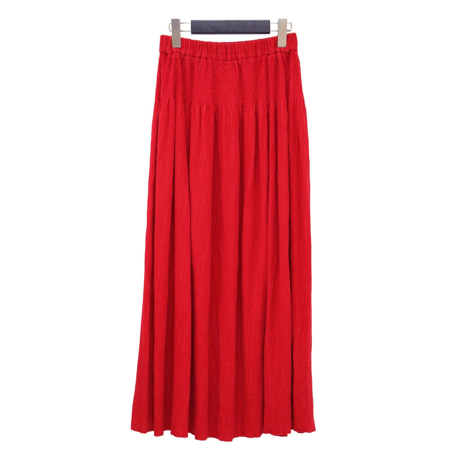 ニット フレア スカート / ロング丈 Aライン タック ギャザー ウエストゴム リネン