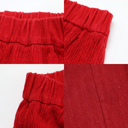 ニット フレア スカート / ロング丈 Aライン タック ギャザー ウエストゴム リネン