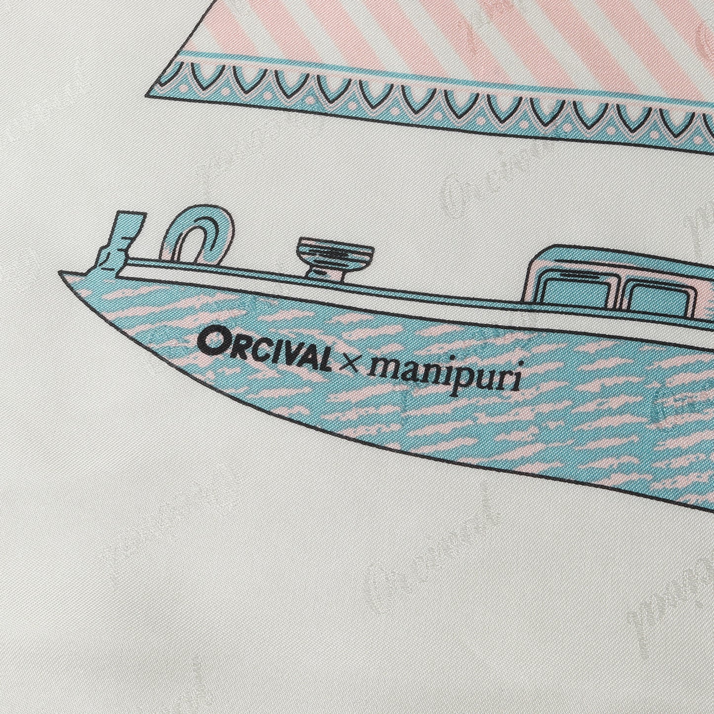 × ORCIVAL シルク ヨットプリント スカーフ / Collage Yacht ブロンドロゴ ジャガード 正方形