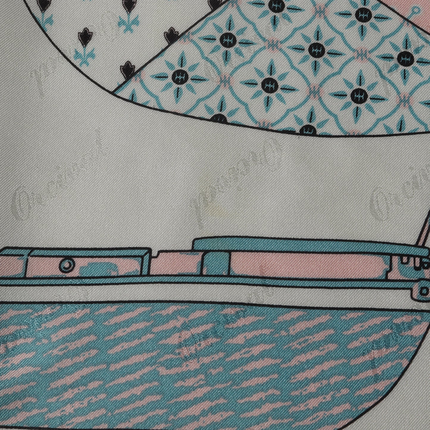 × ORCIVAL シルク ヨットプリント スカーフ / Collage Yacht ブロンドロゴ ジャガード 正方形