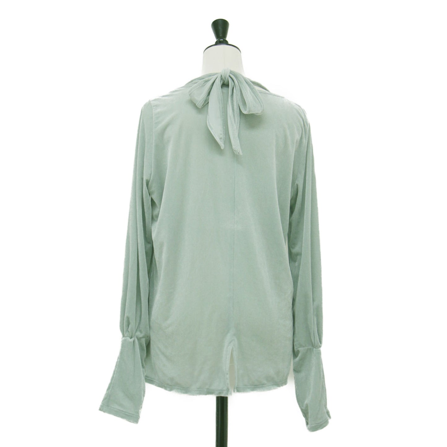 24秋冬 シアー ベロア プルオーバー / SHEER VELOR 長袖 ネックリボン コンパクト スリット タック