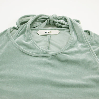24秋冬 シアー ベロア プルオーバー / SHEER VELOR 長袖 ネックリボン コンパクト スリット タック