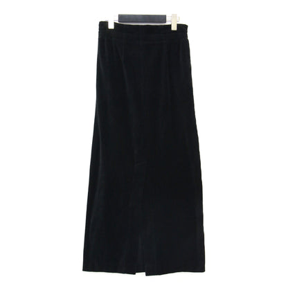 24秋冬 コットン ポリエステル ベロア フロントギャザー ロングスカート / タイトスカート ウエストゴム ストレート タック