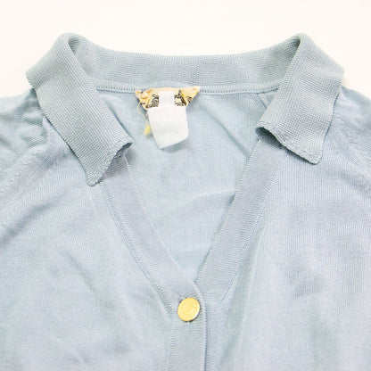 ヴィンテージ ニットシャツ / Vintage プルオーバー Vネック 半袖 ラグラン メタルボタン ハイゲージ シルク