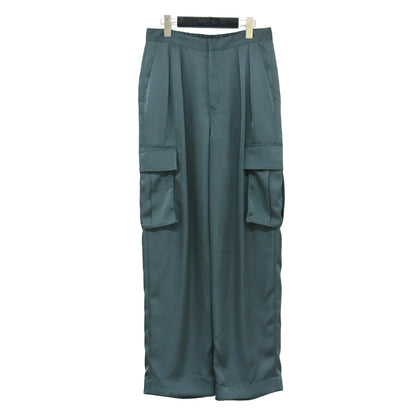 24秋冬 サテン カーゴパンツ / satin cargo pants ワイドパンツ ツータック スピンドル