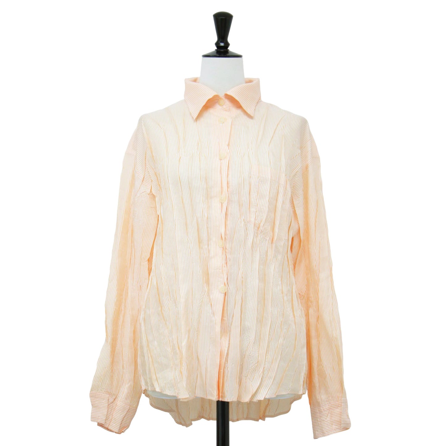 ポケット付き タック ストライプ シャツ / ブラウス 長袖 プリーツ