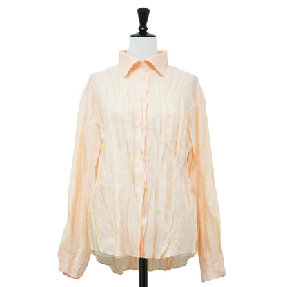 ポケット付き タック ストライプ シャツ / ブラウス 長袖 プリーツ