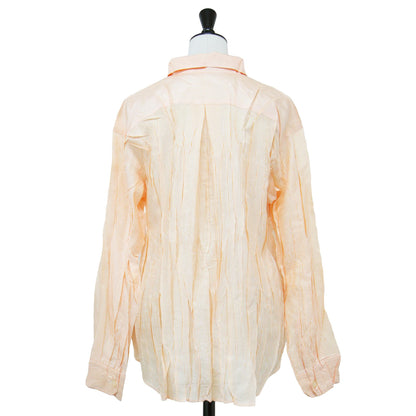 ポケット付き タック ストライプ シャツ / ブラウス 長袖 プリーツ