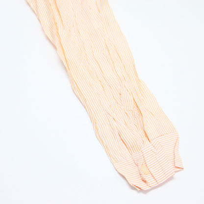 ポケット付き タック ストライプ シャツ / ブラウス 長袖 プリーツ