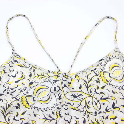 23春夏 ポリエステル プリント ナロー キャミソール ワンピース / ロング丈 Vネック フレア 総柄