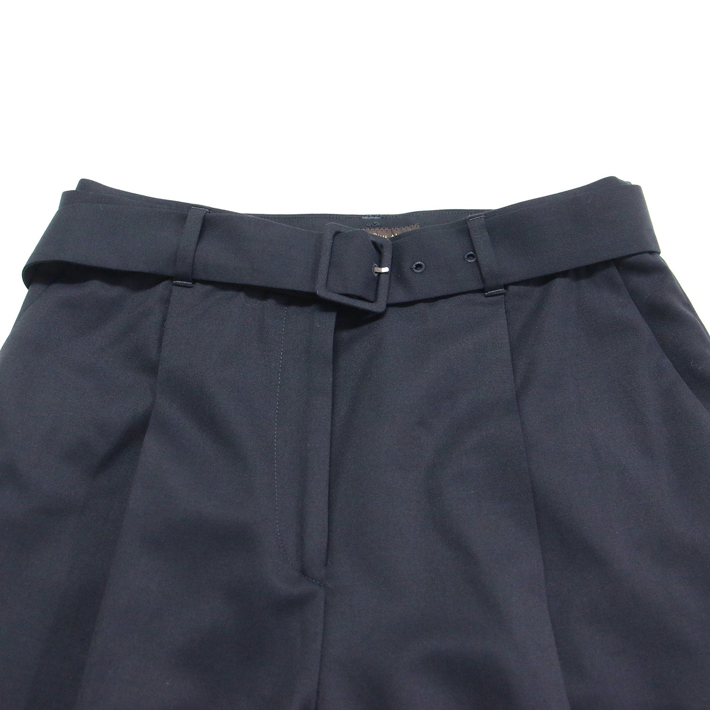 25春夏 ファインウーステッドウール タック ワイドパンツ / ハイウエスト ウエストベルト センタープレス ストレッチ