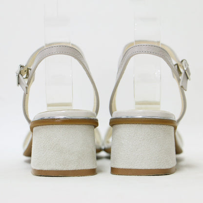 メタルライン ブロックヒール サンダル / オープントゥ ローヒール ラメ加工 本革