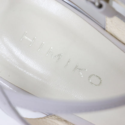 メタルライン ブロックヒール サンダル / オープントゥ ローヒール ラメ加工 本革