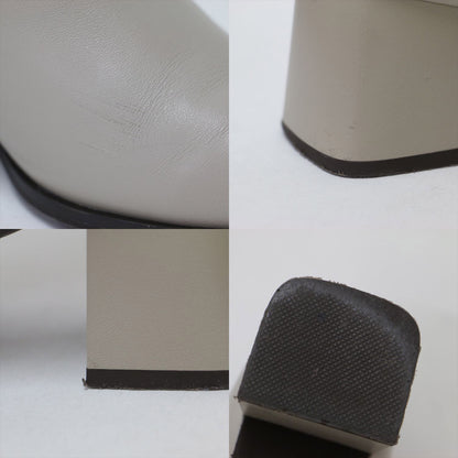 リブニット ショートブーツ / スクエアトゥ チャンキーヒール サイドゴア レザー