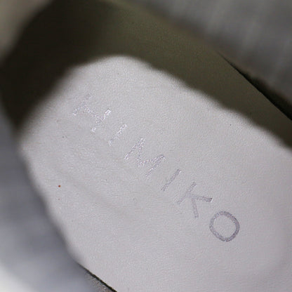 リブニット ショートブーツ / スクエアトゥ チャンキーヒール サイドゴア レザー