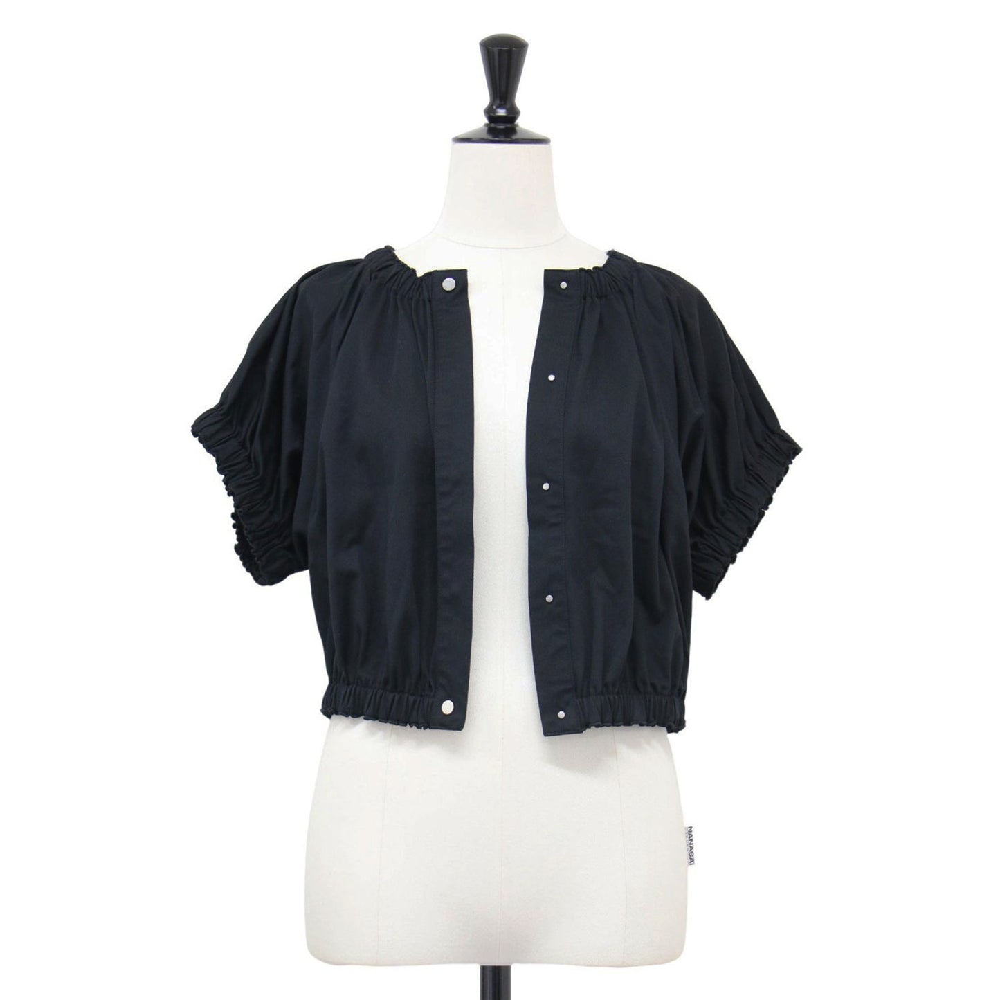 24春夏 ハイゲージジャージー ギャザー ボリューム プルオーバー / ブラウス カーディガン 半袖 コンパクト ノーカラー ギャザー コットン