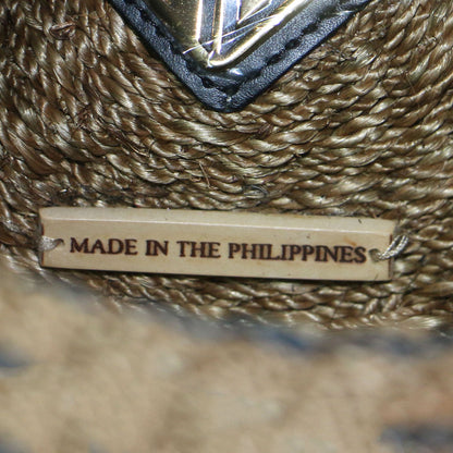 レザーハンドル ボーダー柄 カゴバッグ / ハンドバッグ トートバッグ 天然素材