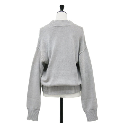 24春夏 シルク ネップ プルオーバー / Silk nep ニット ショート丈 Vネック 長袖