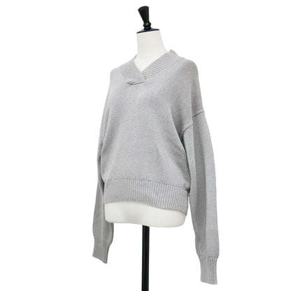 24春夏 シルク ネップ プルオーバー / Silk nep ニット ショート丈 Vネック 長袖