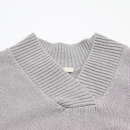 24春夏 シルク ネップ プルオーバー / Silk nep ニット ショート丈 Vネック 長袖