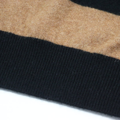 21秋冬 襟付き ボーダー ラガーニット / Cashmer rugger Knit プルオーバー 長袖 ワイド カシミヤ