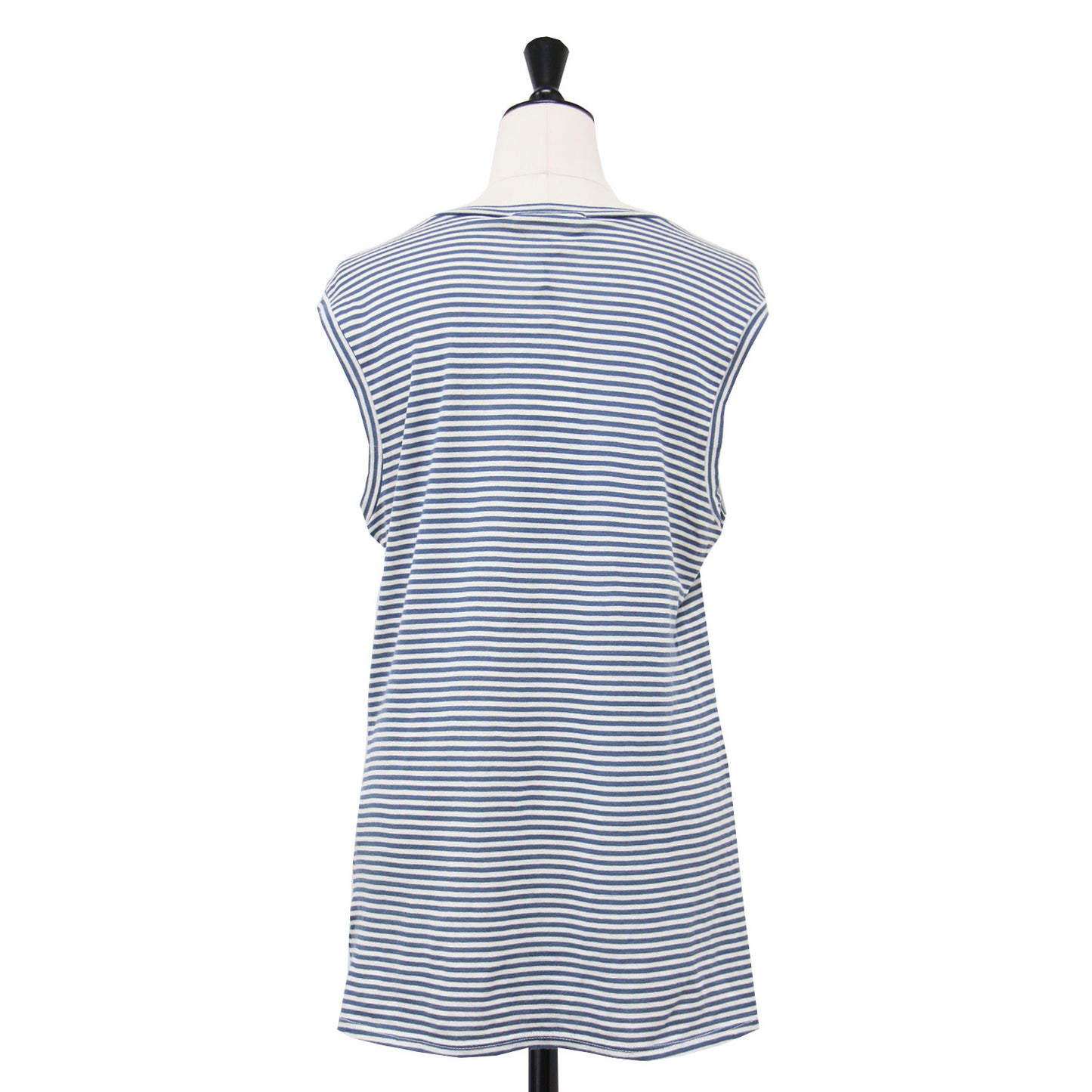 21春夏 ボーダー タンクトップ / カットソー ノースリーブ クルーネック オーバーサイズ コットン