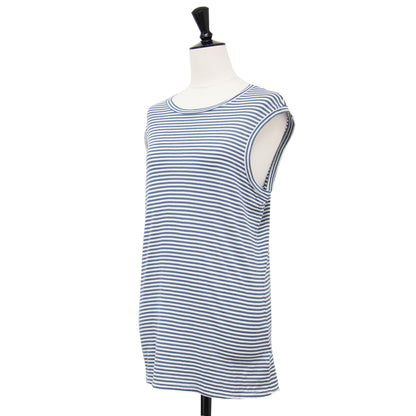 21春夏 ボーダー タンクトップ / カットソー ノースリーブ クルーネック オーバーサイズ コットン