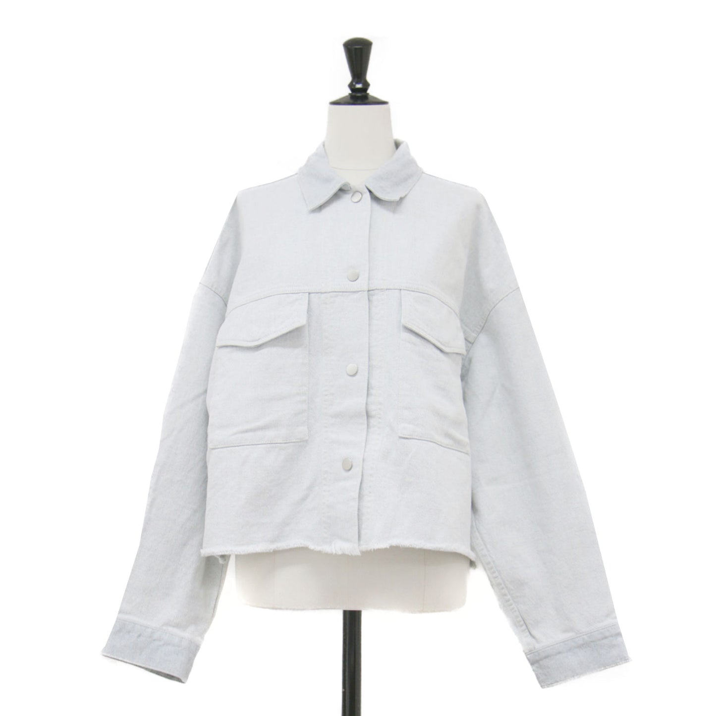 23秋冬 ブリーチデニム シャツ / BleachDENIM ジャケット 長袖 ドロップショルダー ワイド スナップボタン コットン ウォッシャブル