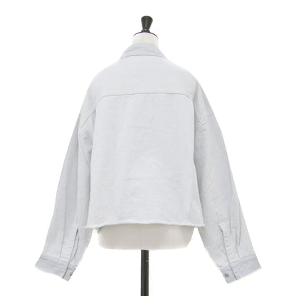 23秋冬 ブリーチデニム シャツ / BleachDENIM ジャケット 長袖 ドロップショルダー ワイド スナップボタン コットン ウォッシャブル
