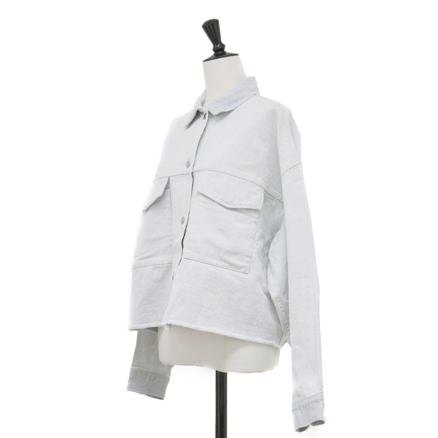 23秋冬 ブリーチデニム シャツ / BleachDENIM ジャケット 長袖 ドロップショルダー ワイド スナップボタン コットン ウォッシャブル