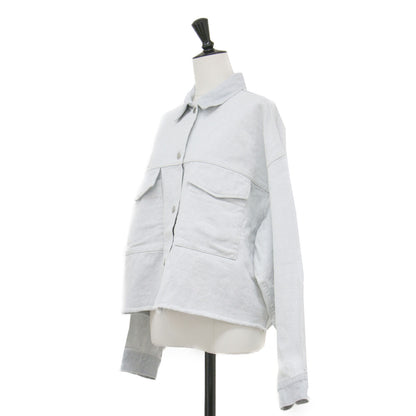 23秋冬 ブリーチデニム シャツ / BleachDENIM ジャケット 長袖 ドロップショルダー ワイド スナップボタン コットン ウォッシャブル