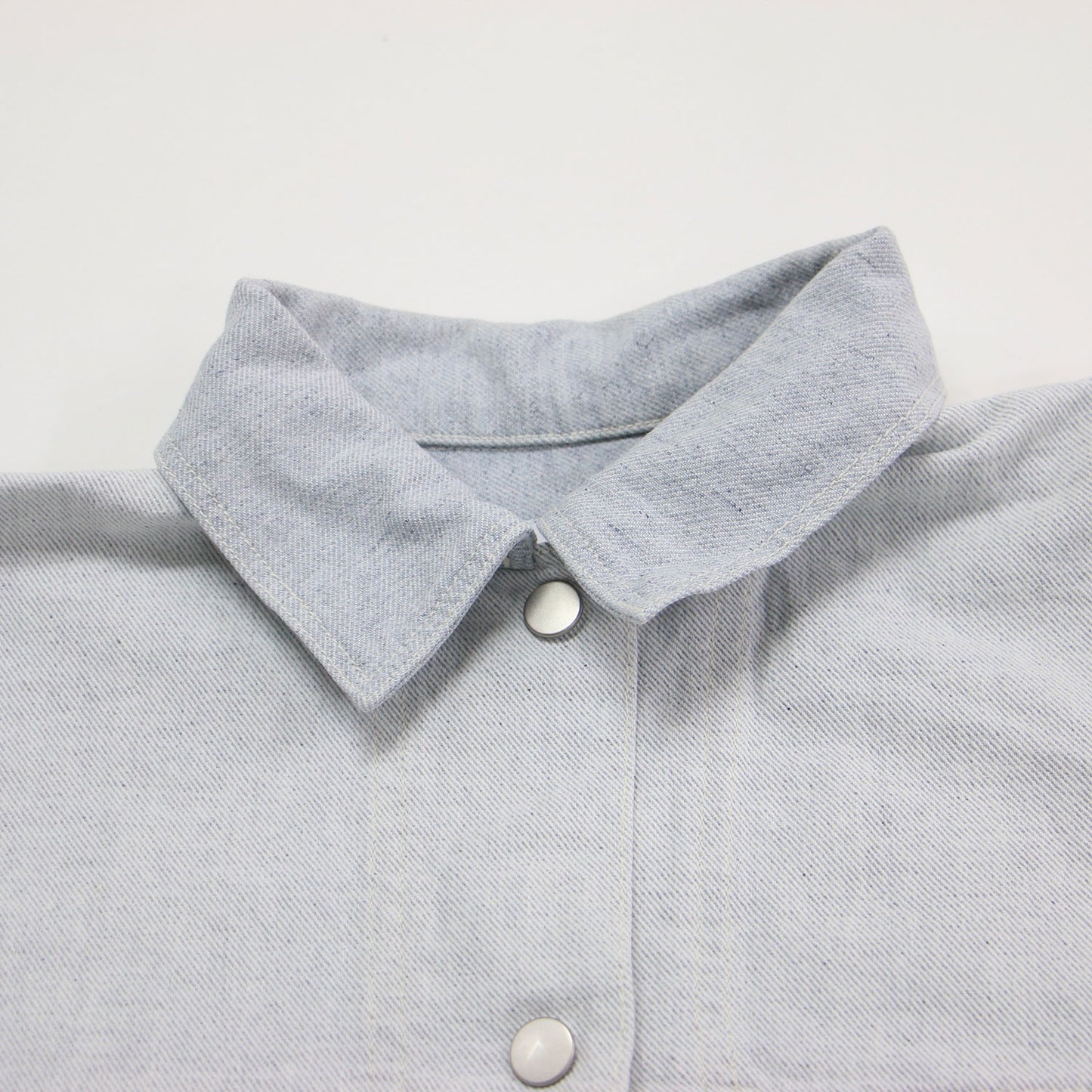 23秋冬 ブリーチデニム シャツ / BleachDENIM ジャケット 長袖 ドロップショルダー ワイド スナップボタン コットン ウォッシャブル