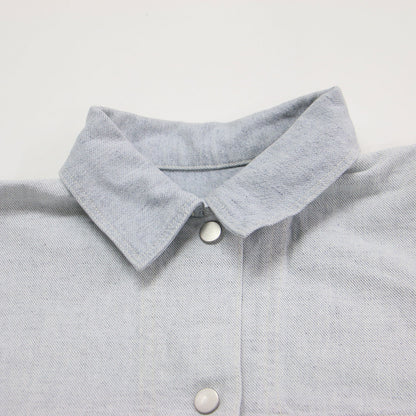 23秋冬 ブリーチデニム シャツ / BleachDENIM ジャケット 長袖 ドロップショルダー ワイド スナップボタン コットン ウォッシャブル