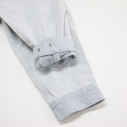 23秋冬 ブリーチデニム シャツ / BleachDENIM ジャケット 長袖 ドロップショルダー ワイド スナップボタン コットン ウォッシャブル