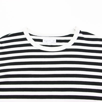細ボーダー コットン 長袖 Tシャツ ""Cool"" / プルオーバー 長袖 クルーネック 定番