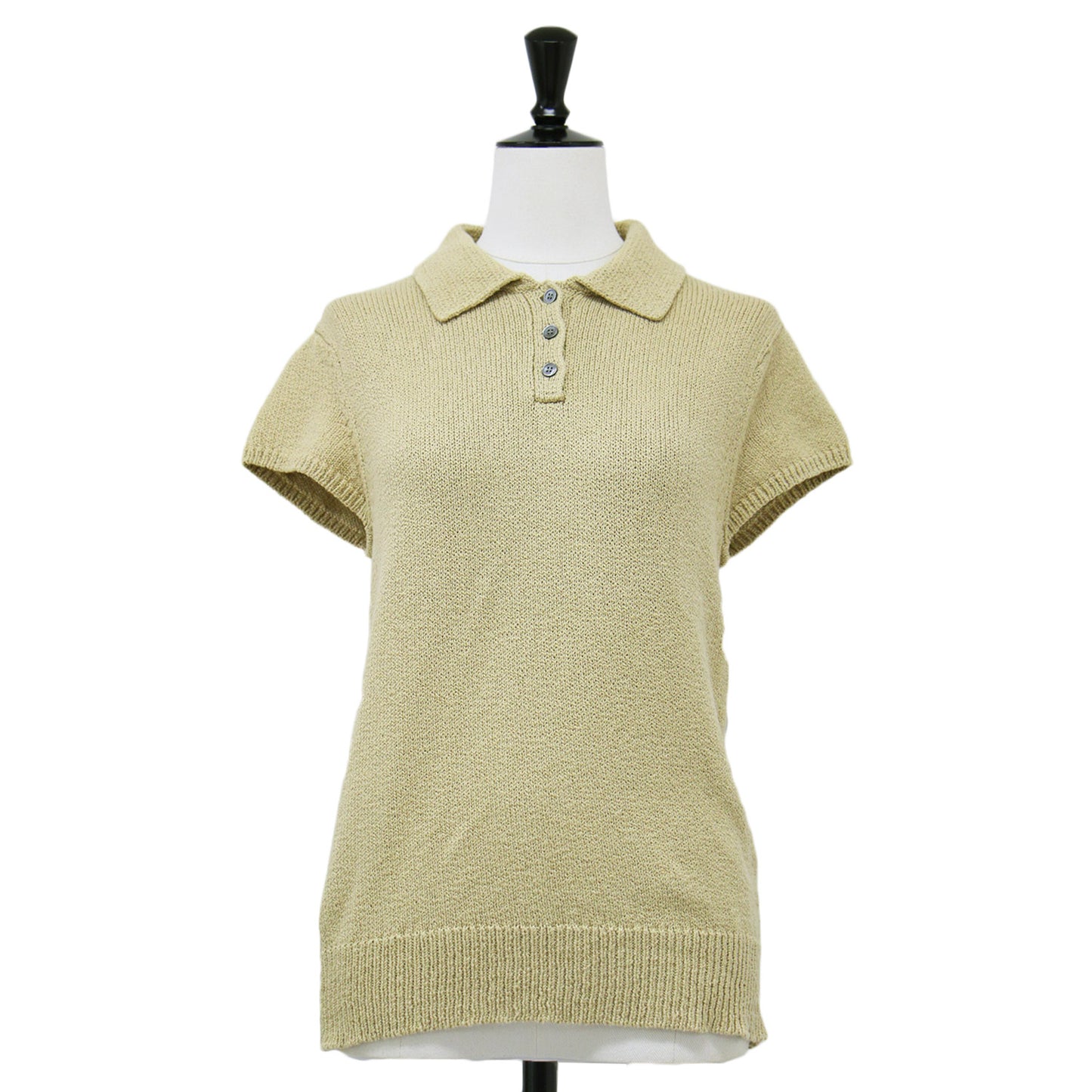 25春夏 コットン ウール 半袖 ニット ポロシャツ / Wave Boucle Cap Sleeve Polo Shirt プルオーバー コンパクト