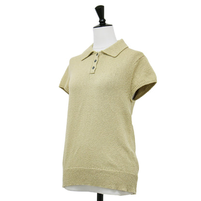 25春夏 コットン ウール 半袖 ニット ポロシャツ / Wave Boucle Cap Sleeve Polo Shirt プルオーバー コンパクト