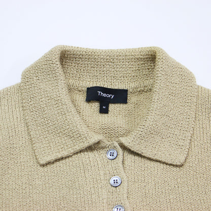 25春夏 コットン ウール 半袖 ニット ポロシャツ / Wave Boucle Cap Sleeve Polo Shirt プルオーバー コンパクト